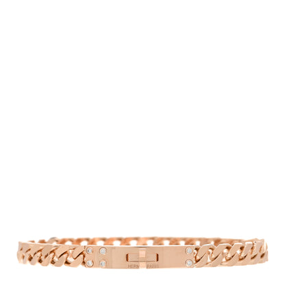 Hermes 18K Rose Gold Diamond PM Kelly Chaine Bracelet LG 1 of 4