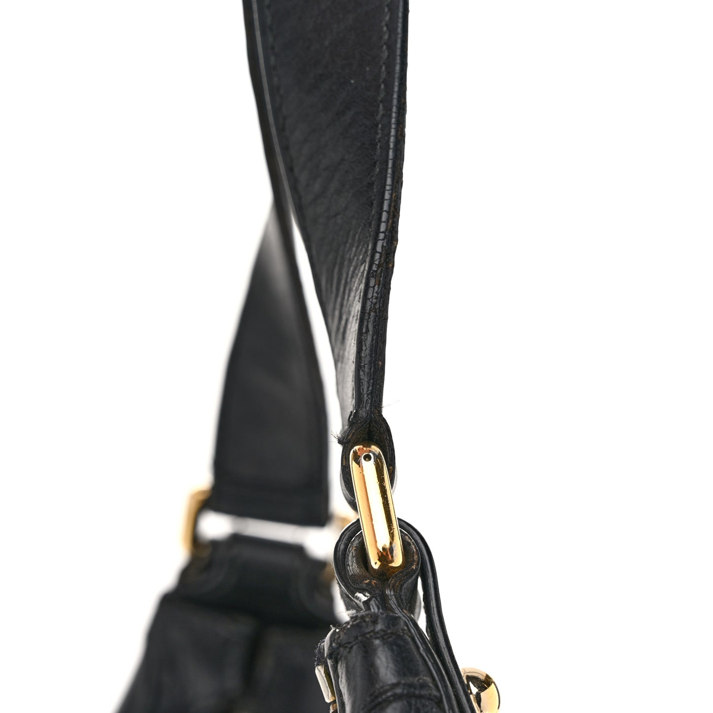 Calfskin Horsebit Chain Hobo Black