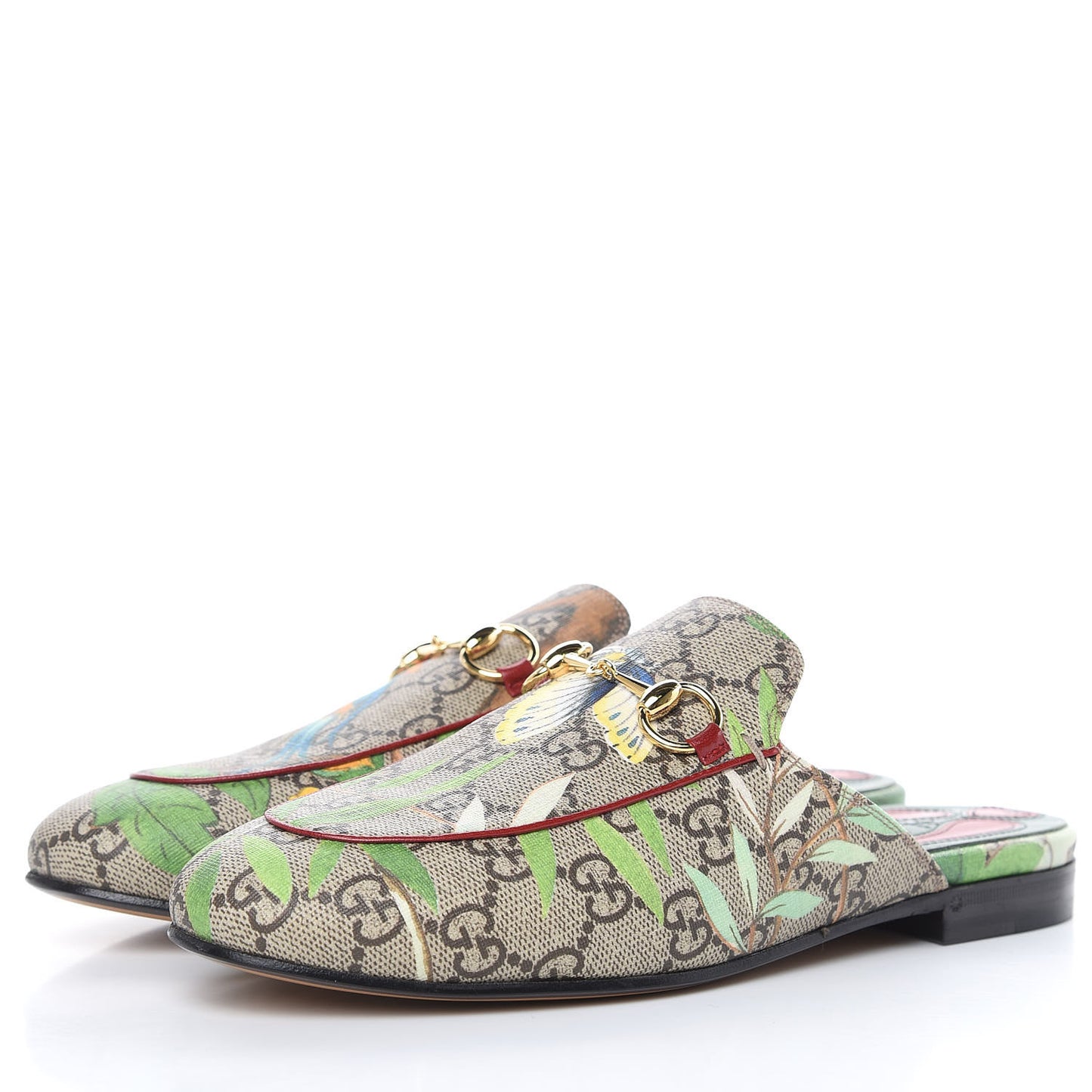 GG Supreme Monogram Tian Womens Princetown Slippers 35.5 Beige Ebony Multicolor