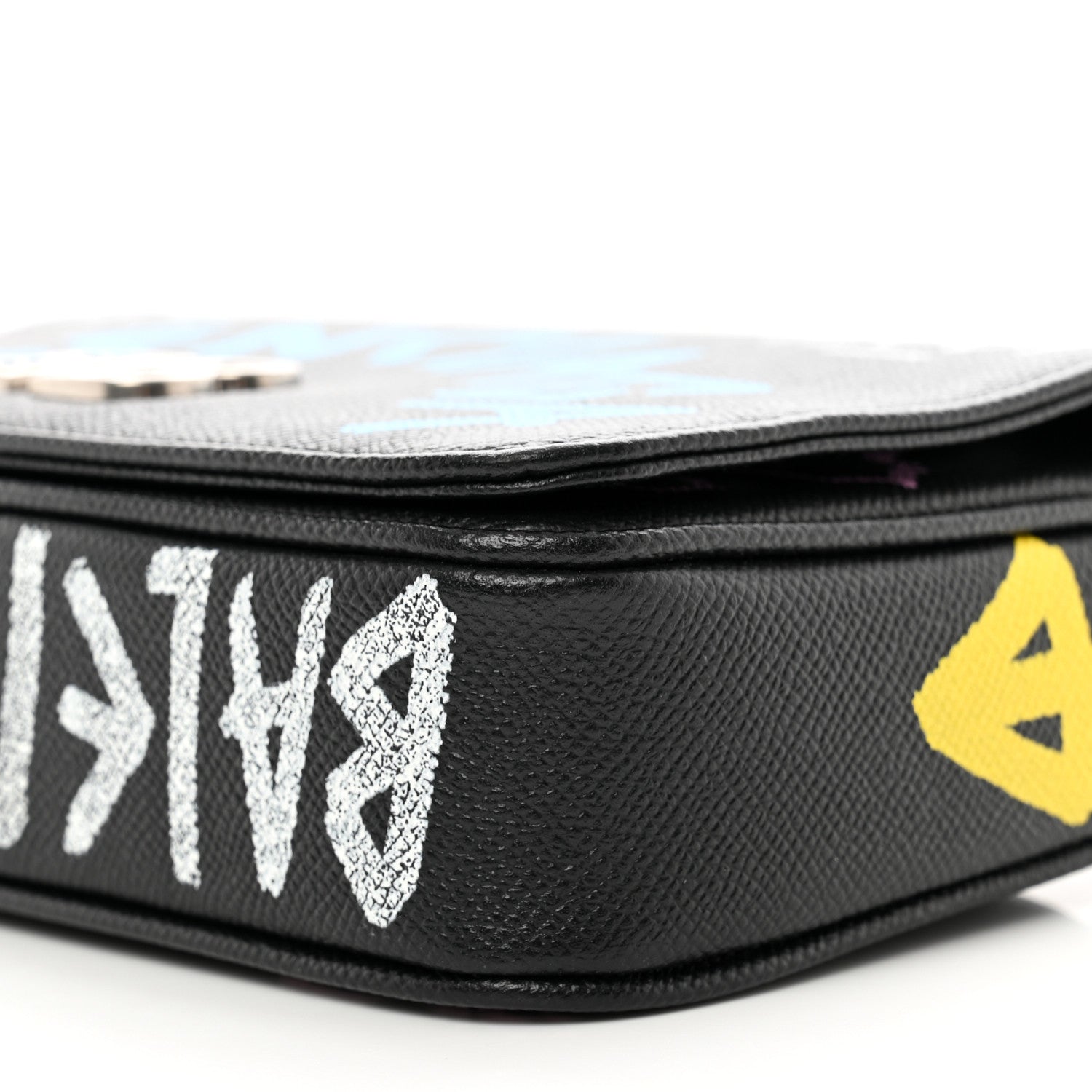 Balenciaga Grained Calfskin Graffiti S BB Round Crossbody Bag Black Multicolor 8 of 8