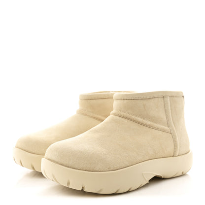Bottega Veneta Suede Shearling Snap Ankle Boots 36 Porridge 4 of 11