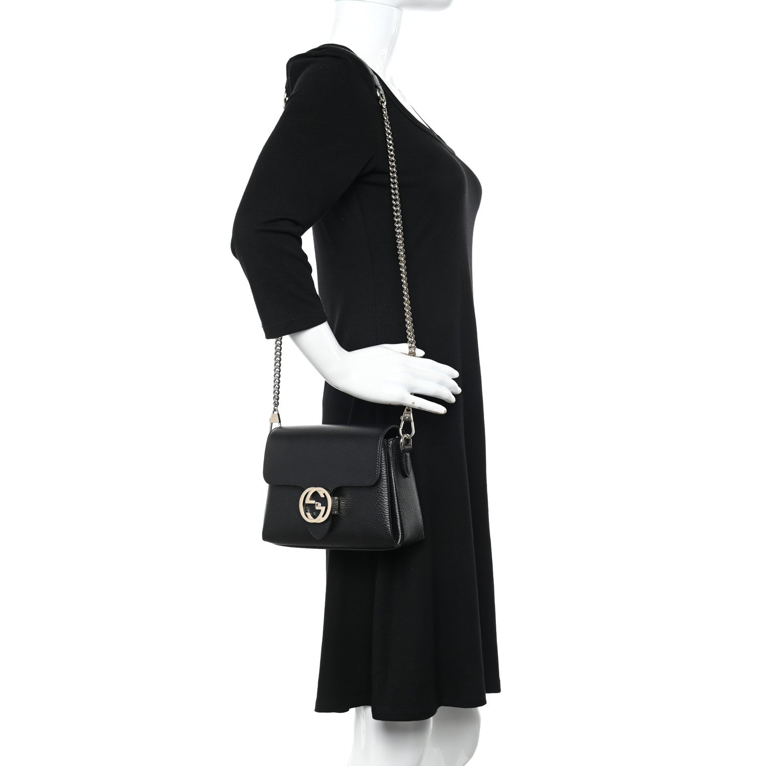 Gucci Dollar Calfskin Interlocking G Crossbody Bag Black 2 of 11