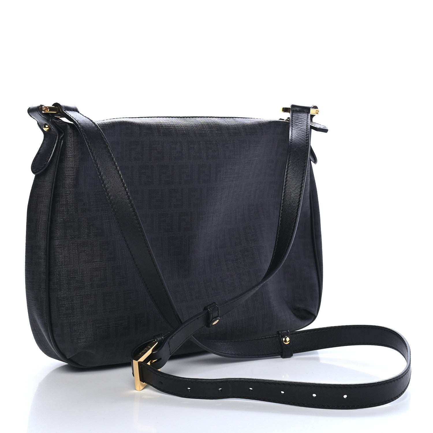 Fendi Zucchino Spalmati Vitello Messenger Bag Black 3 of 10