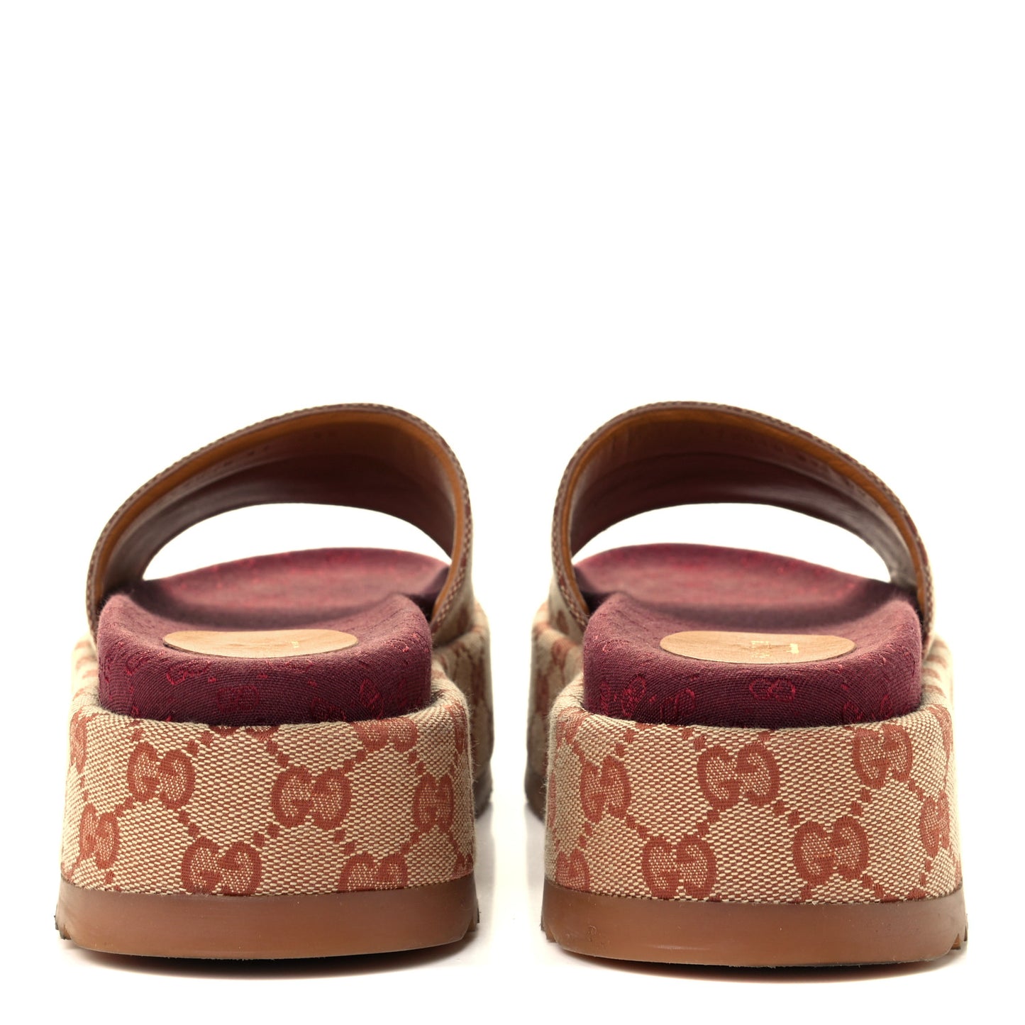Canvas GG Monogram Angelina Platform Slide Sandals 37 Beige Ruggine