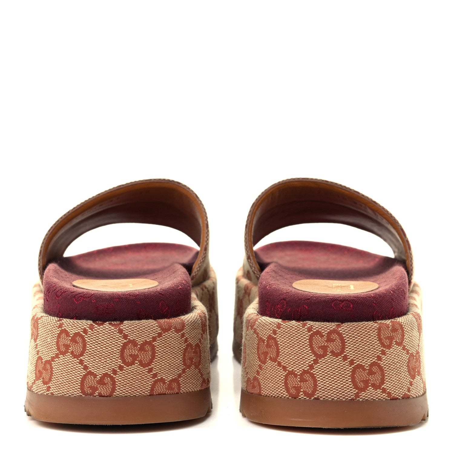Gucci Canvas GG Monogram Angelina Platform Slide Sandals 37 Beige Ruggine 6 of 12