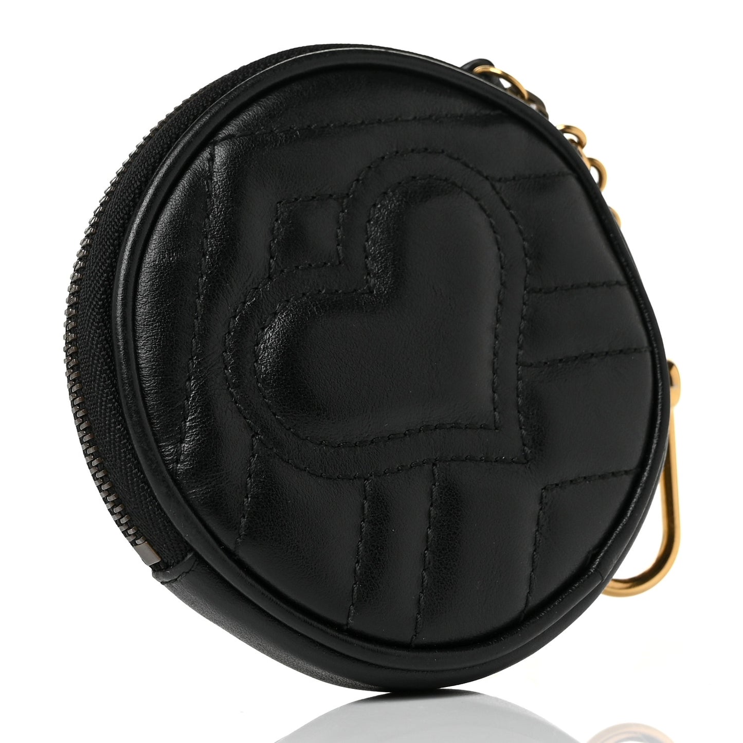 Calfskin Matelasse GG Marmont Round Coin Purse Black