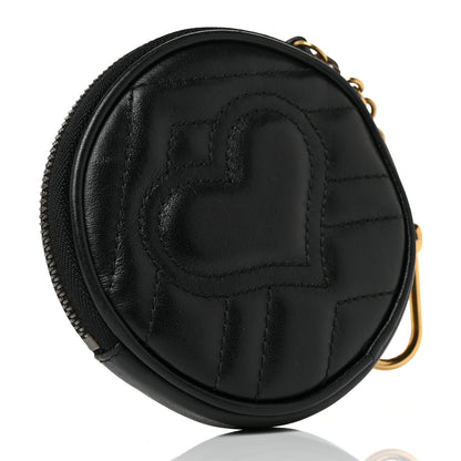 Gucci Calfskin Matelasse GG Marmont Round Coin Purse Black 3 of 8