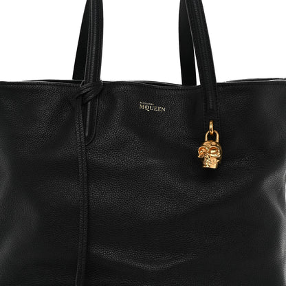 Alexander McQueen Pebbled Calfskin Skull Padlock Tote Black 7 of 11