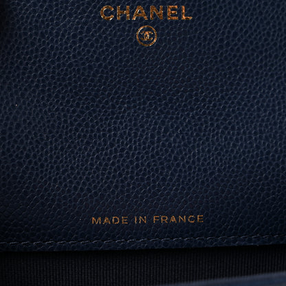 Chanel Caviar Quilted Flap Card Holder Wallet Navy Blue 7 of 9
