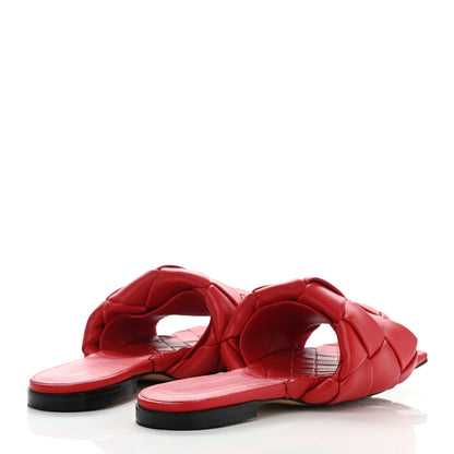 Bottega Veneta Nappa Maxi Intrecciato Lido Flat Sandals 38 Bright Red 4 of 11