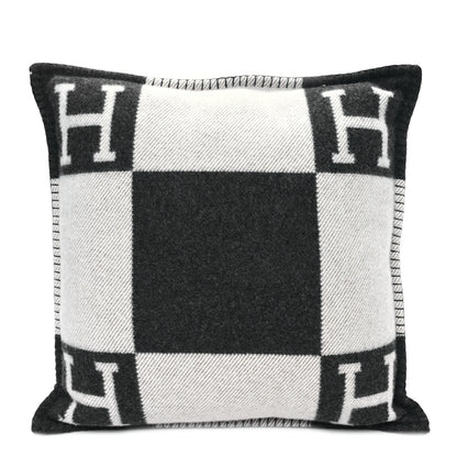 Hermes Wool Cashmere Avalon Pillow PM Ecru Gris Fonce 1 of 3