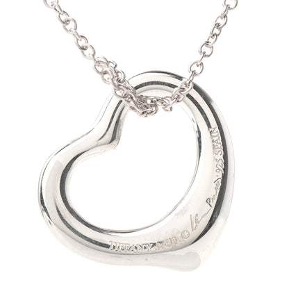 Tiffany Sterling Silver 16mm Elsa Peretti Open Heart Pendant Necklace 4 of 8