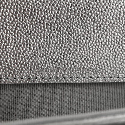 Chanel Glittered Metallic Caviar Quilted Flap Card Holder Wallet Silver 7 of 9