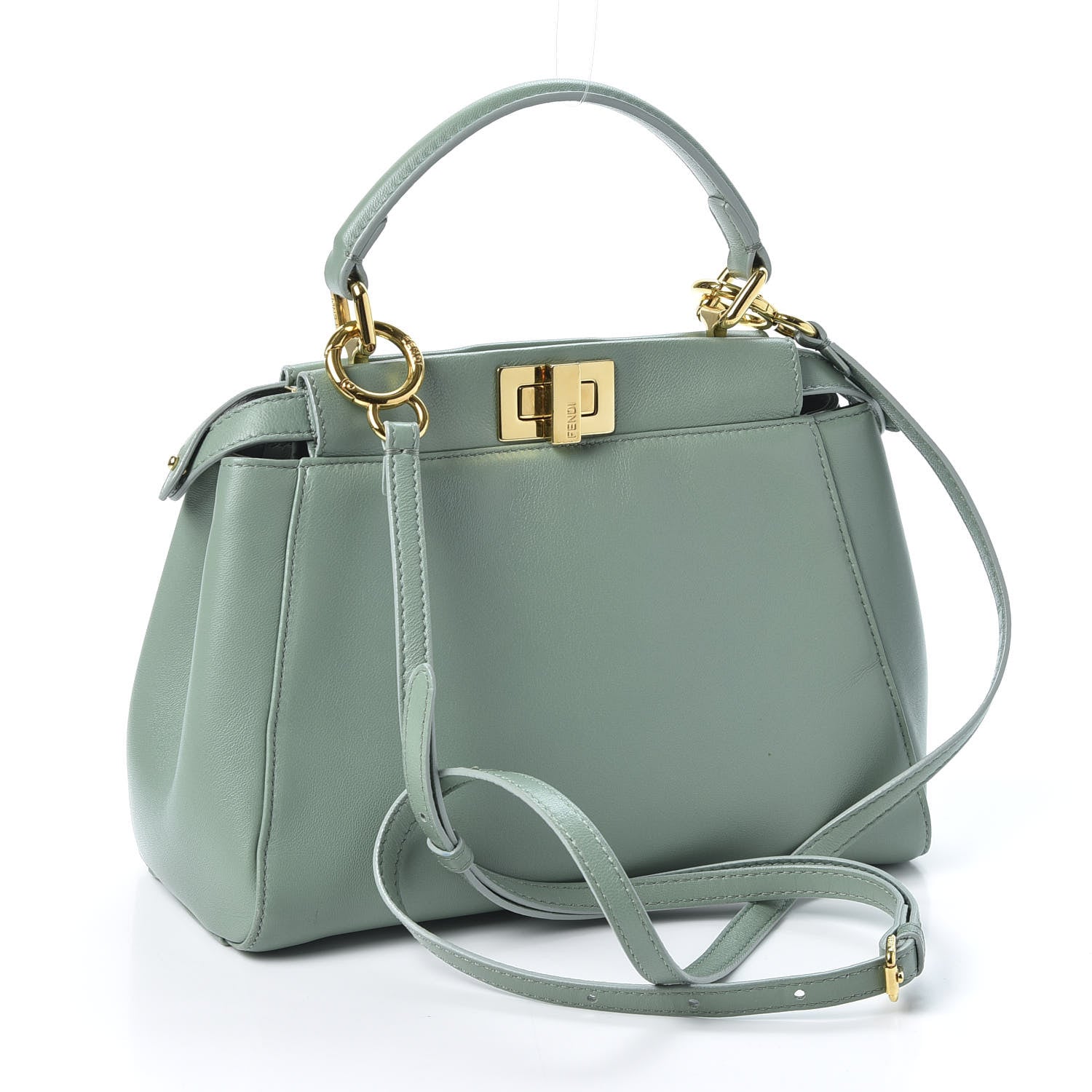 Fendi Nappa Mini Peekaboo Iconic Satchel Menta 2 of 9