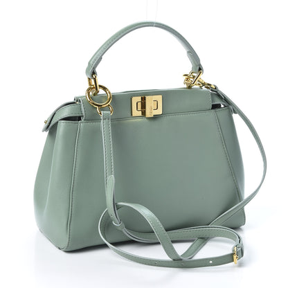 Fendi Nappa Mini Peekaboo Iconic Satchel Menta 2 of 9