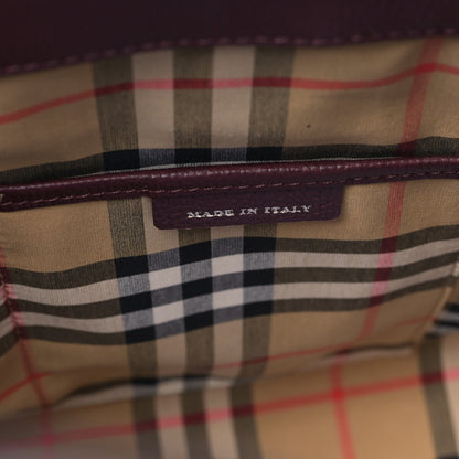 Burberry Derby Calfskin House Check Medium Banner Tote Burgundy 7 of 9