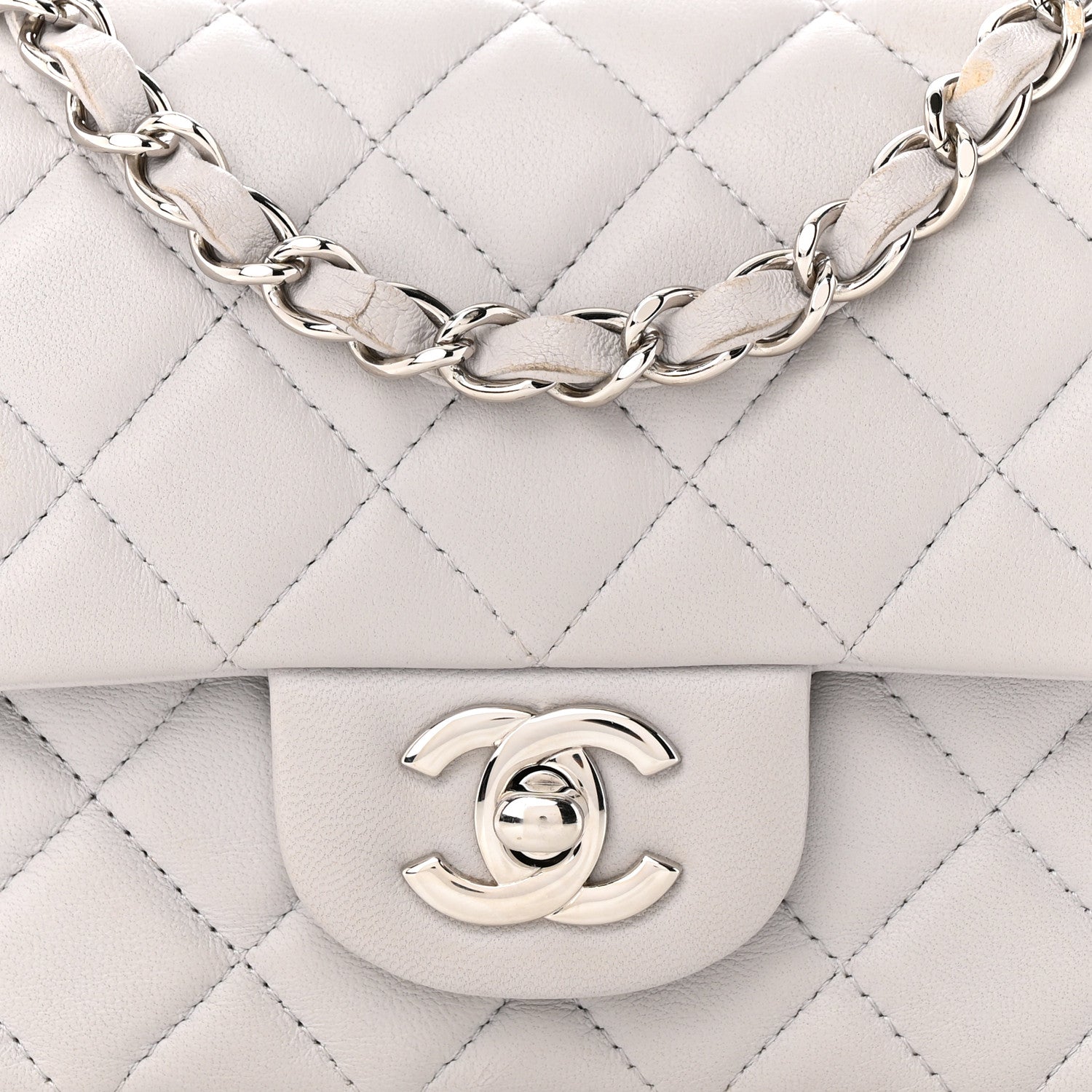 Chanel Lambskin Quilted Mini Rectangular Flap Grey 8 of 11