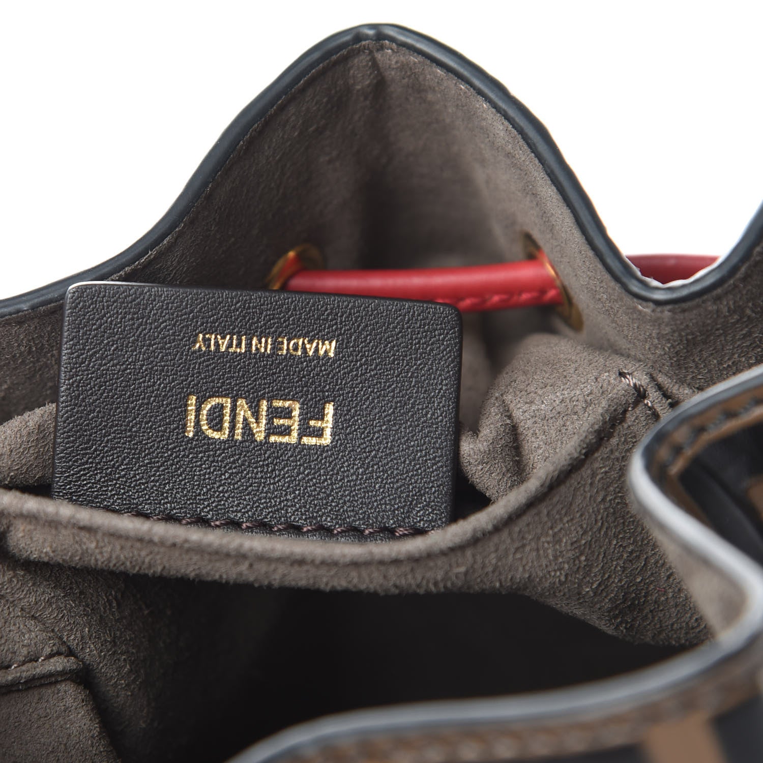 Fendi Vitello Grace F is Fendi Bi-Color FF 1974 Embossed Grande Mon Tresor Bucket Bag Maya Black Fragola 6 of 12