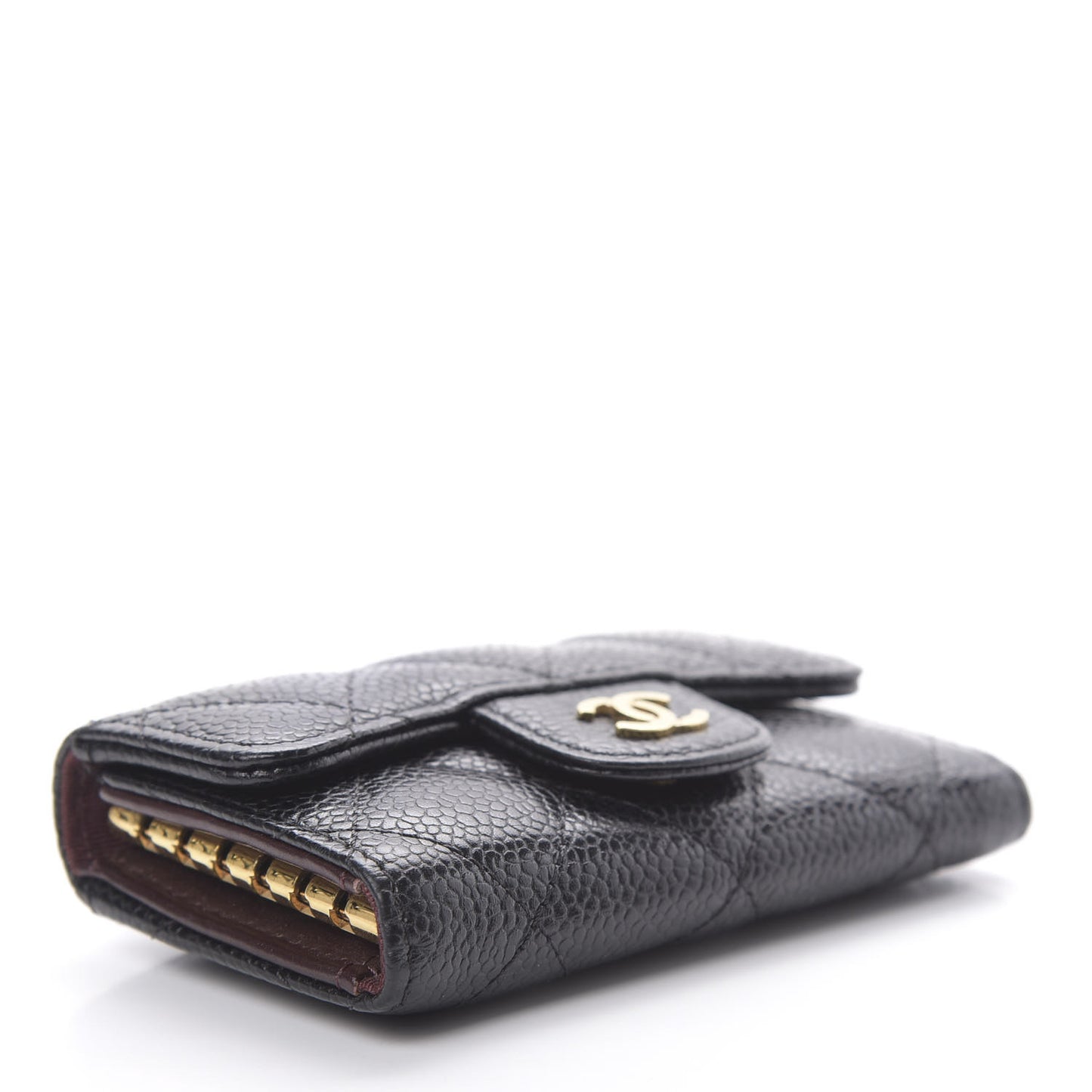 Caviar Quilted 6 Key Holder Black