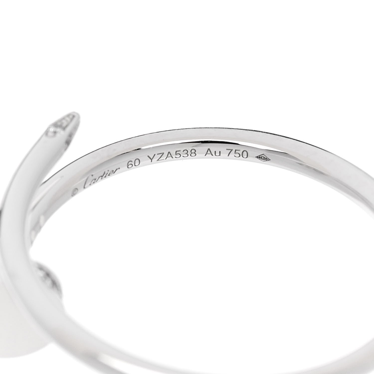 Cartier 18K White Gold Diamond Small Juste Un Clou Ring 60 9 4 of 5