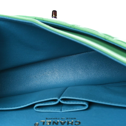 Chanel Lambskin Quilted Small Double Flap Green Blue 5 of 9