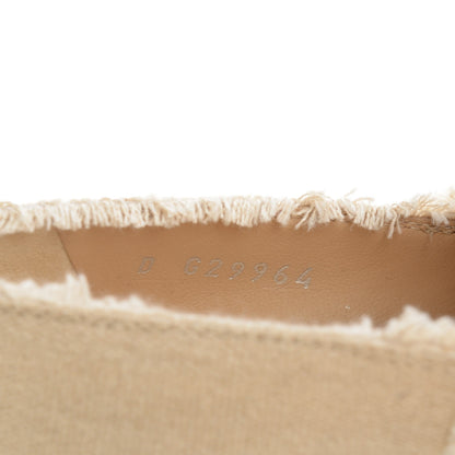 Chanel Toile Cap Toe Espadrille Pumps 36.5 Beige Black 7 of 9