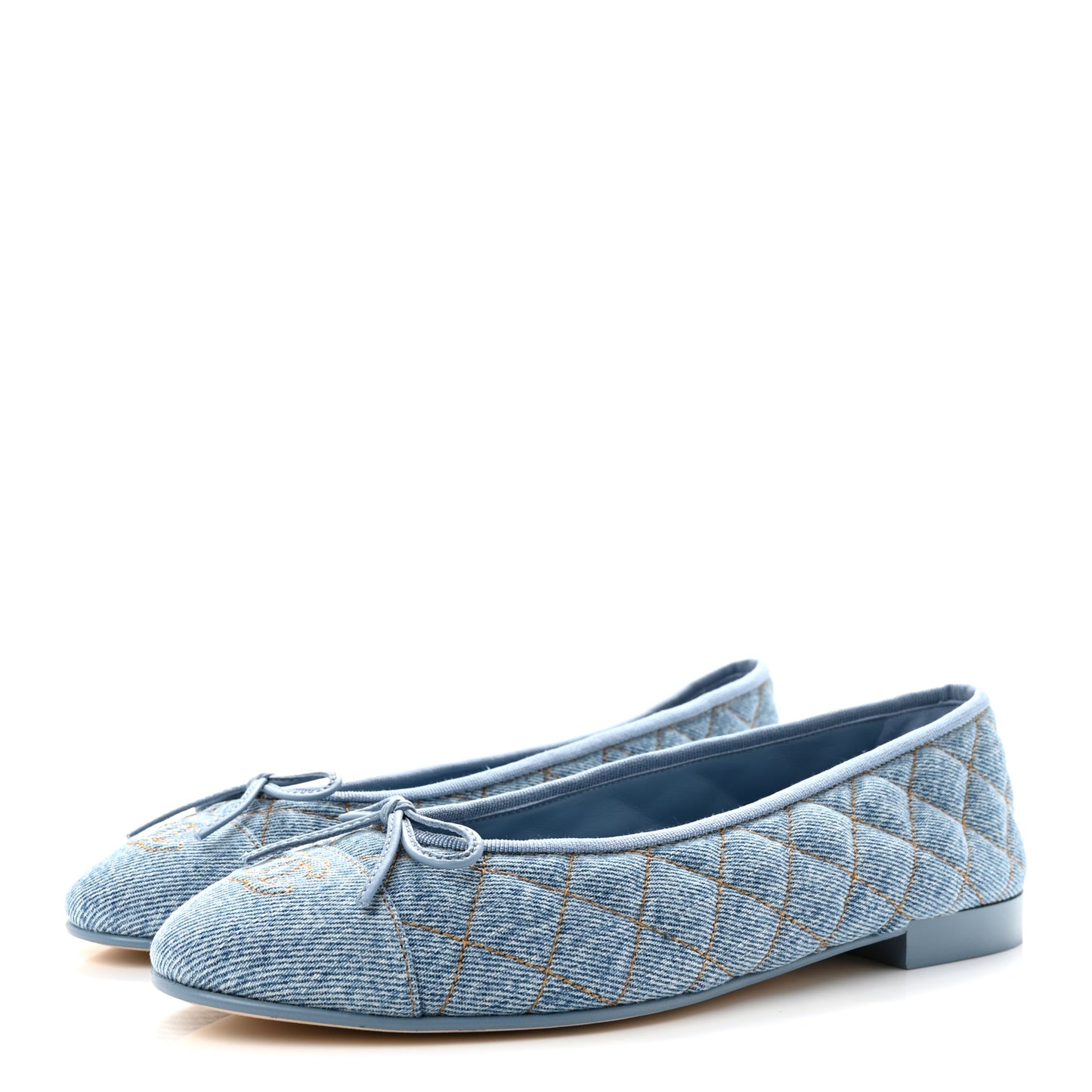 Denim Quilted CC Cap Toe CC Ballerina Flats 40 Light Blue