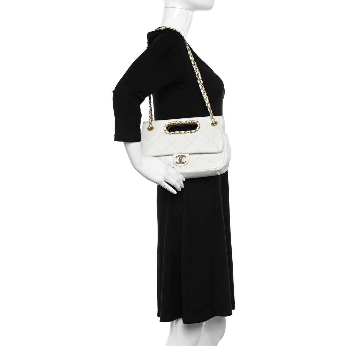 Lambskin A Real Catch Flap Bag White