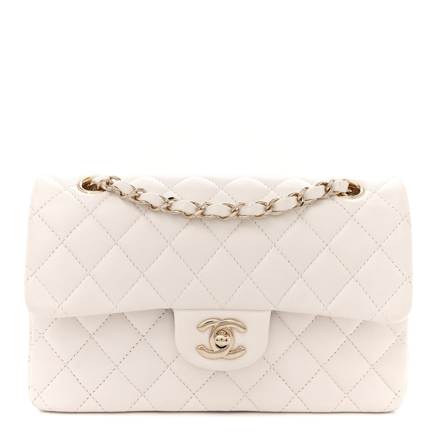 Caviar Quilted Small Double Flap White