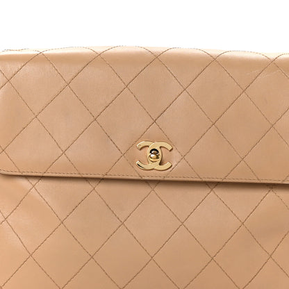 Chanel Lambskin Stitched Shoulder Flap Bag Beige 8 of 13