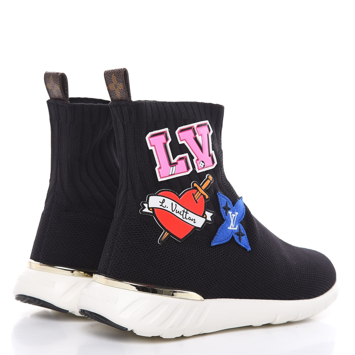 Stretch Fabric LV Black Heart Sock Sneaker 36.5 Black