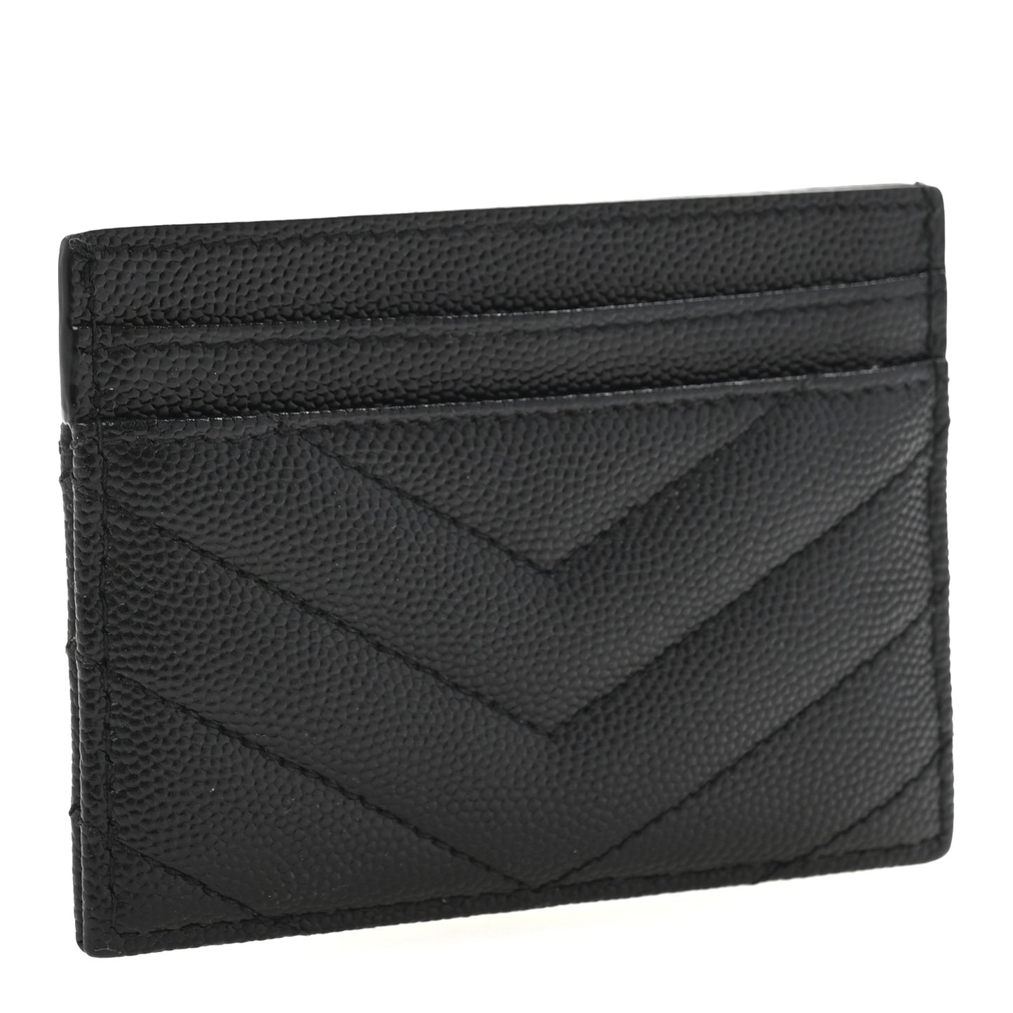 Grain De Poudre Matelasse Chevron Monogram Credit Card Case Black