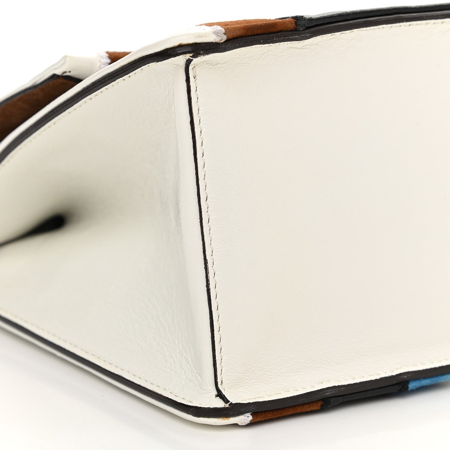 Fendi Agnello Old Shine Chamois F is Fendi Embossed Kan U Shoulder Bag White Nebula Multicolor 9 of 13