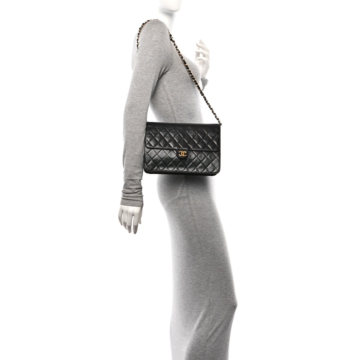 Lambskin Quilted Medium Single Flap Black