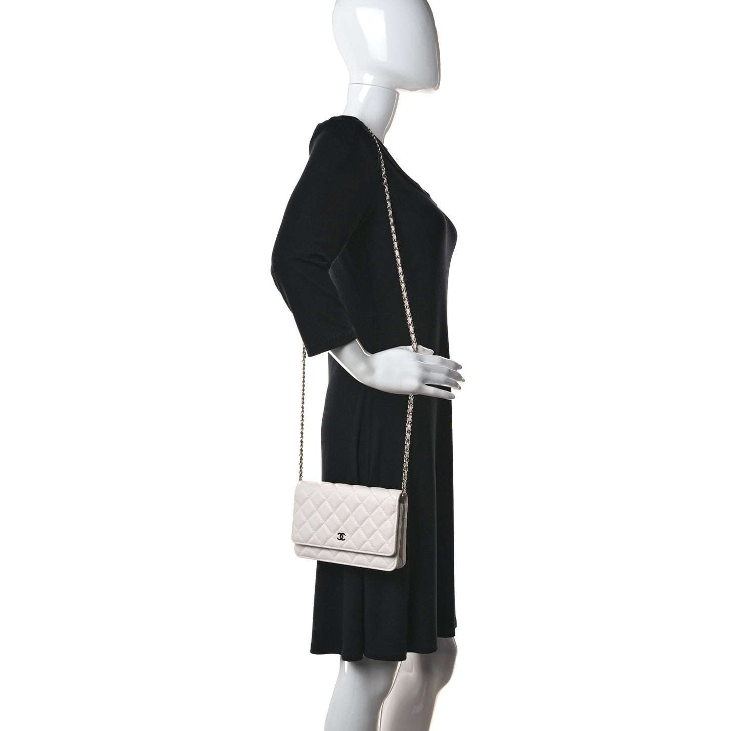 Caviar Quilted Wallet On Chain WOC White