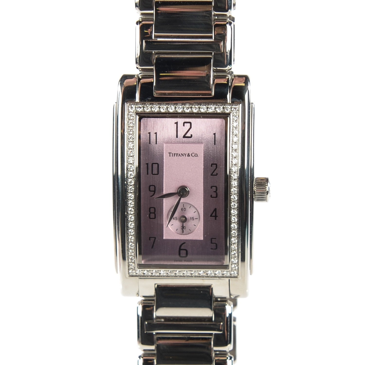 Tiffany Stainless Steel Diamond Bezel 22mm Grand Resonator Quartz Watch Pink 1 of 8