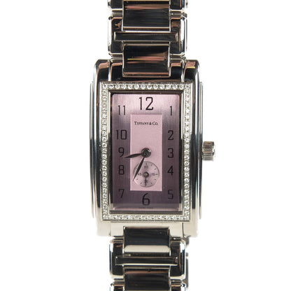 Tiffany Stainless Steel Diamond Bezel 22mm Grand Resonator Quartz Watch Pink 1 of 8