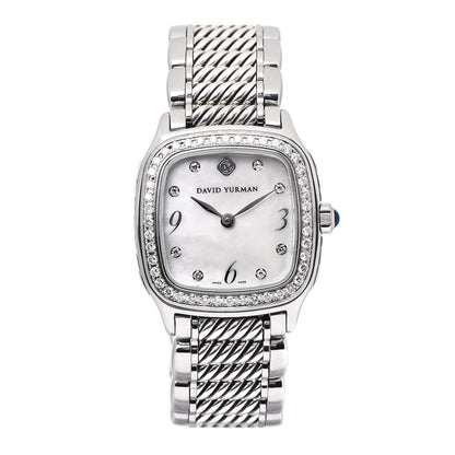 David Yurman Stainless Steel Diamond Bezel Mother of Pearl 25mm Thoroughbred Quartz Watch 1 of 6