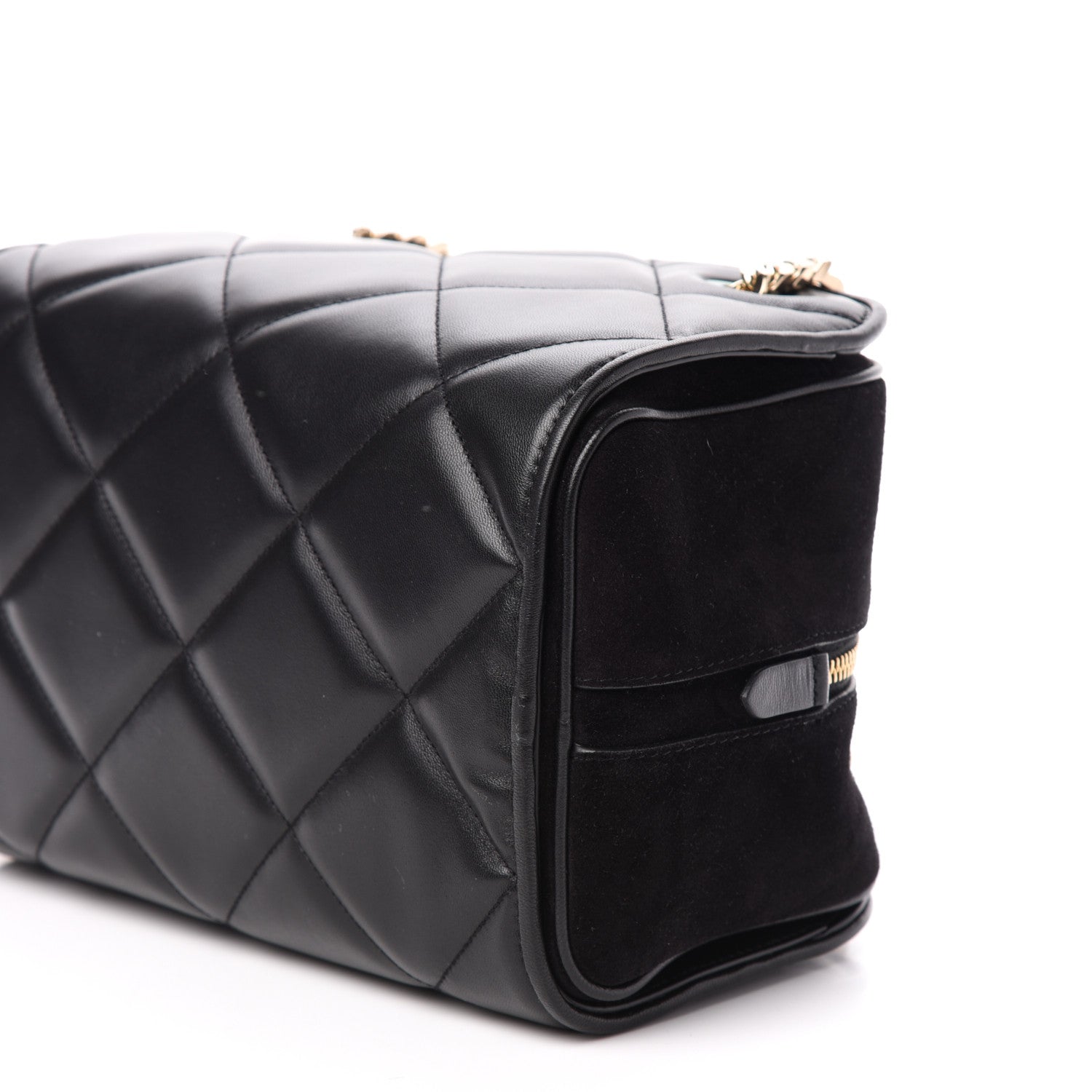 Burberry Lambskin Suede Quilted Small Double Cube Bag Black 9 of 10
