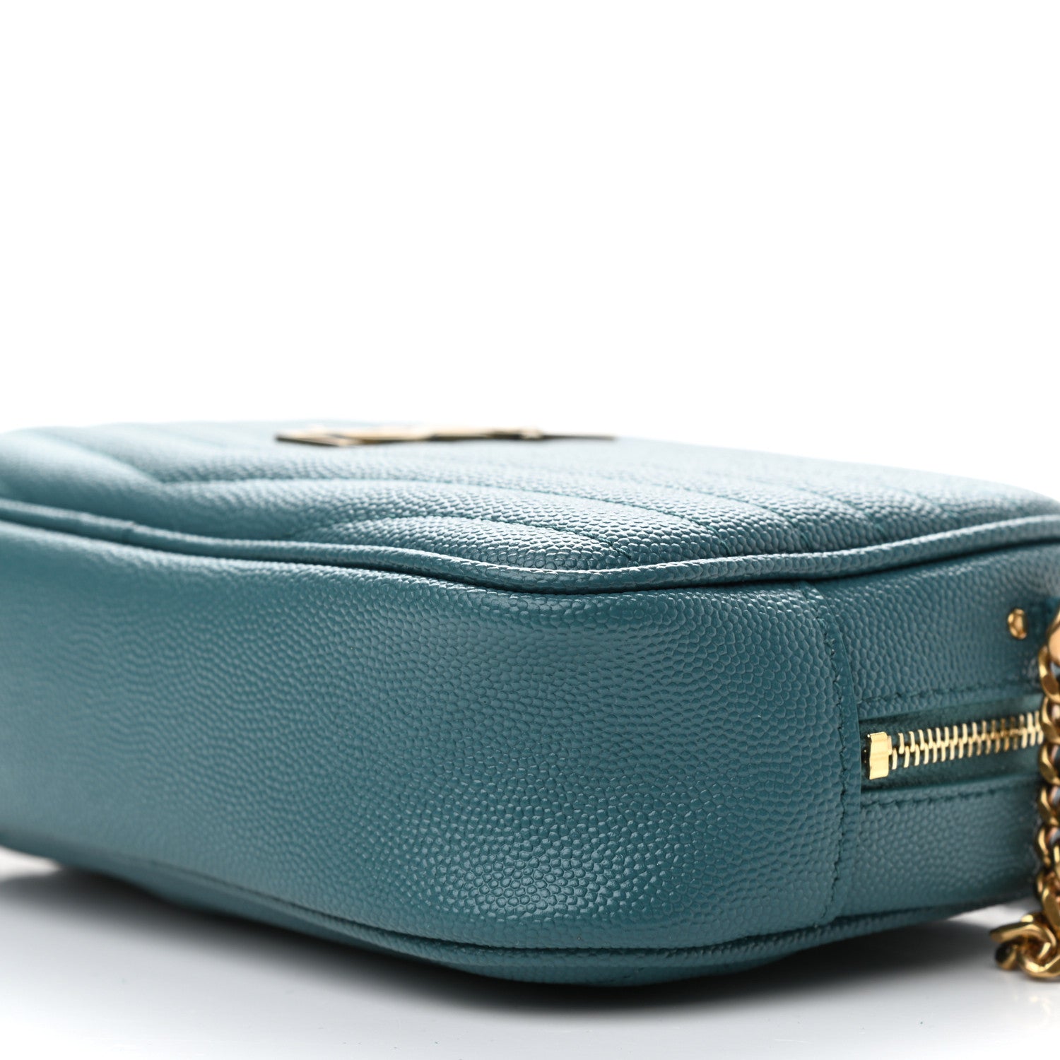 Saint Laurent Grain De Poudre Matelasse Monogram Mini Lou Camera Bag Blue Vert 10 of 11