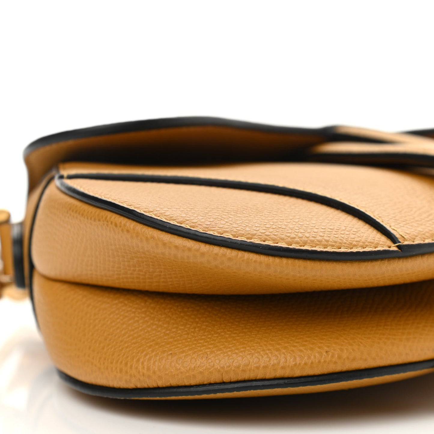 Grained Calfskin Mini Saddle Bag Dark Yellow