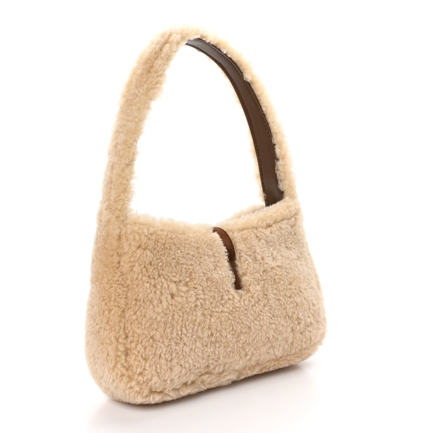 Saint Laurent Shearling Le 5 A 7 Mini Hobo Natural Beige 3 of 10