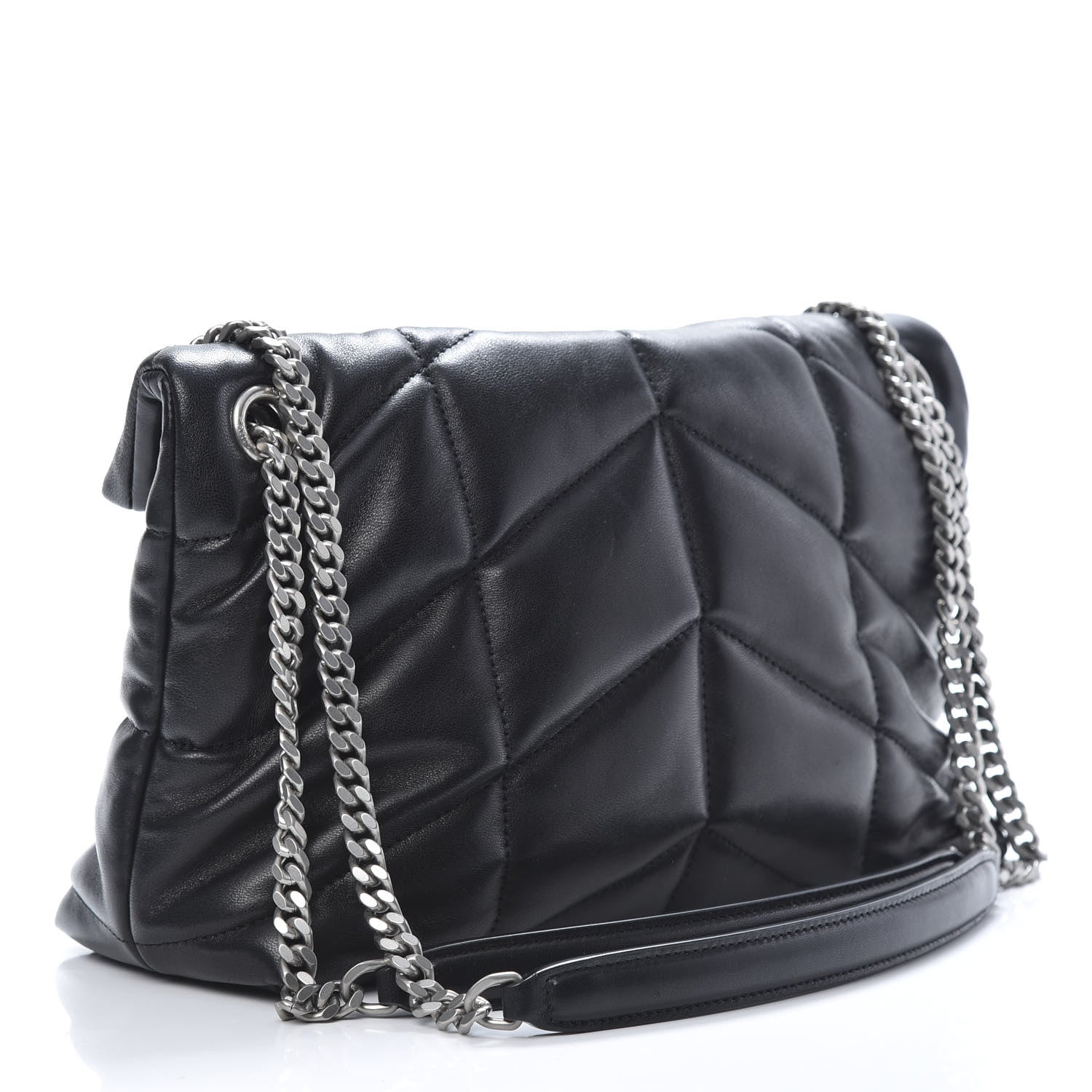 Saint Laurent Lambskin Quilted Small Loulou Puffer Monogram Chain Satchel Black 2 of 10