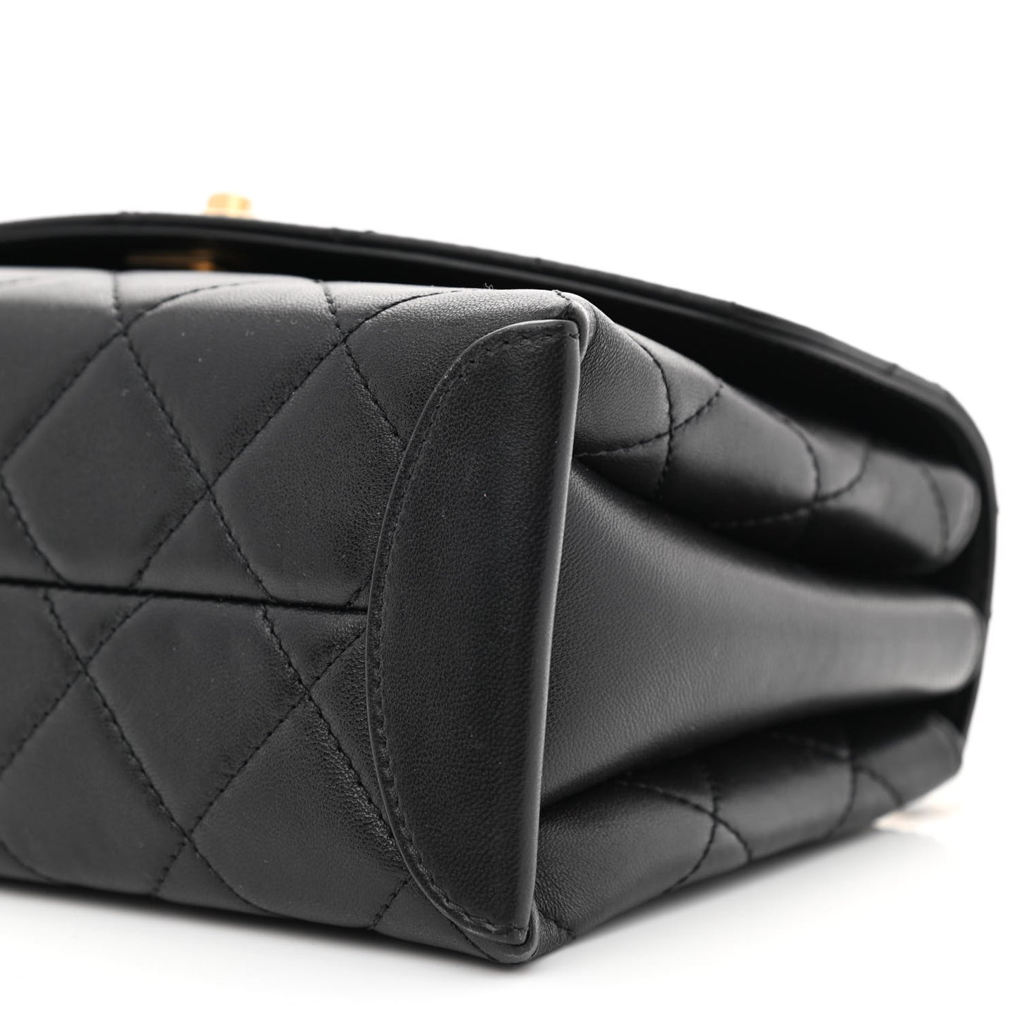 Lambskin Quilted Trendy Spirit Top Handle Flap Black