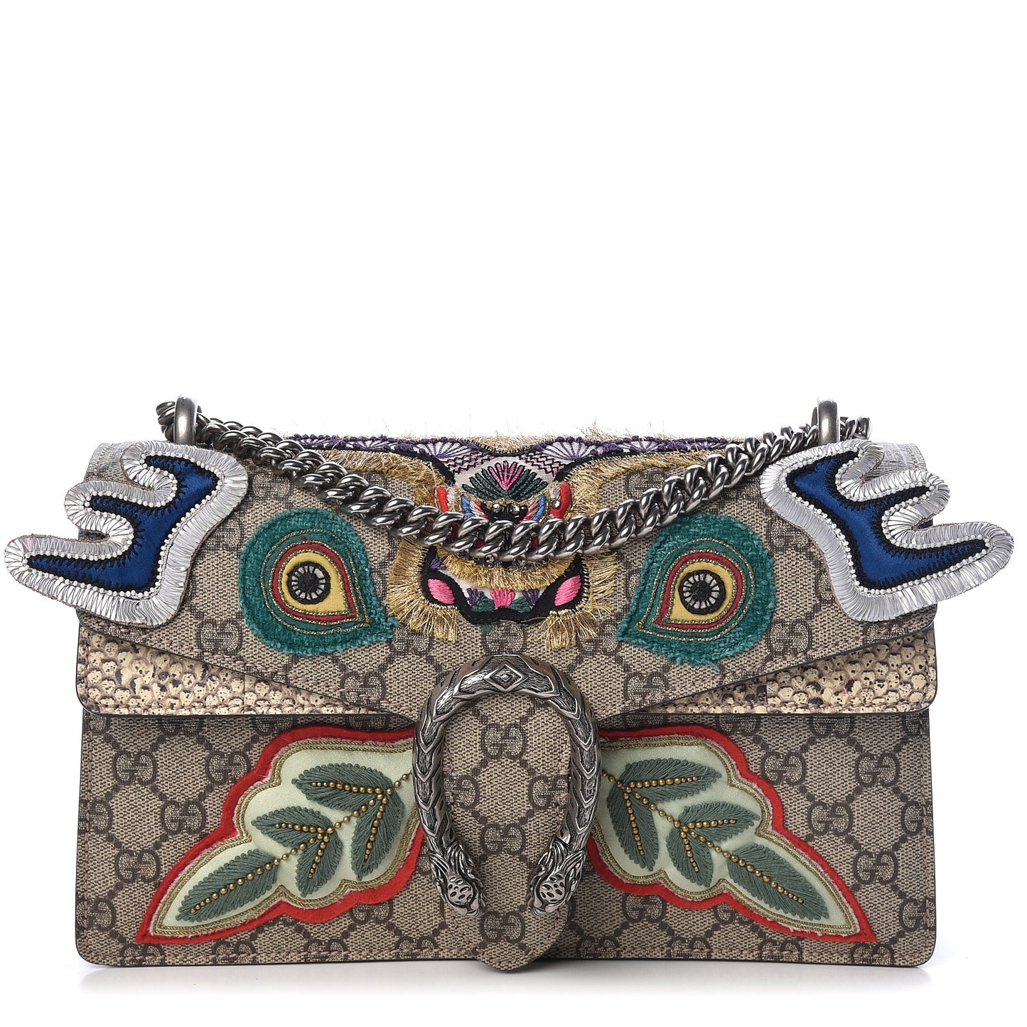 GG Supreme Monogram Python Embroidered Small Dionysus Shoulder Bag