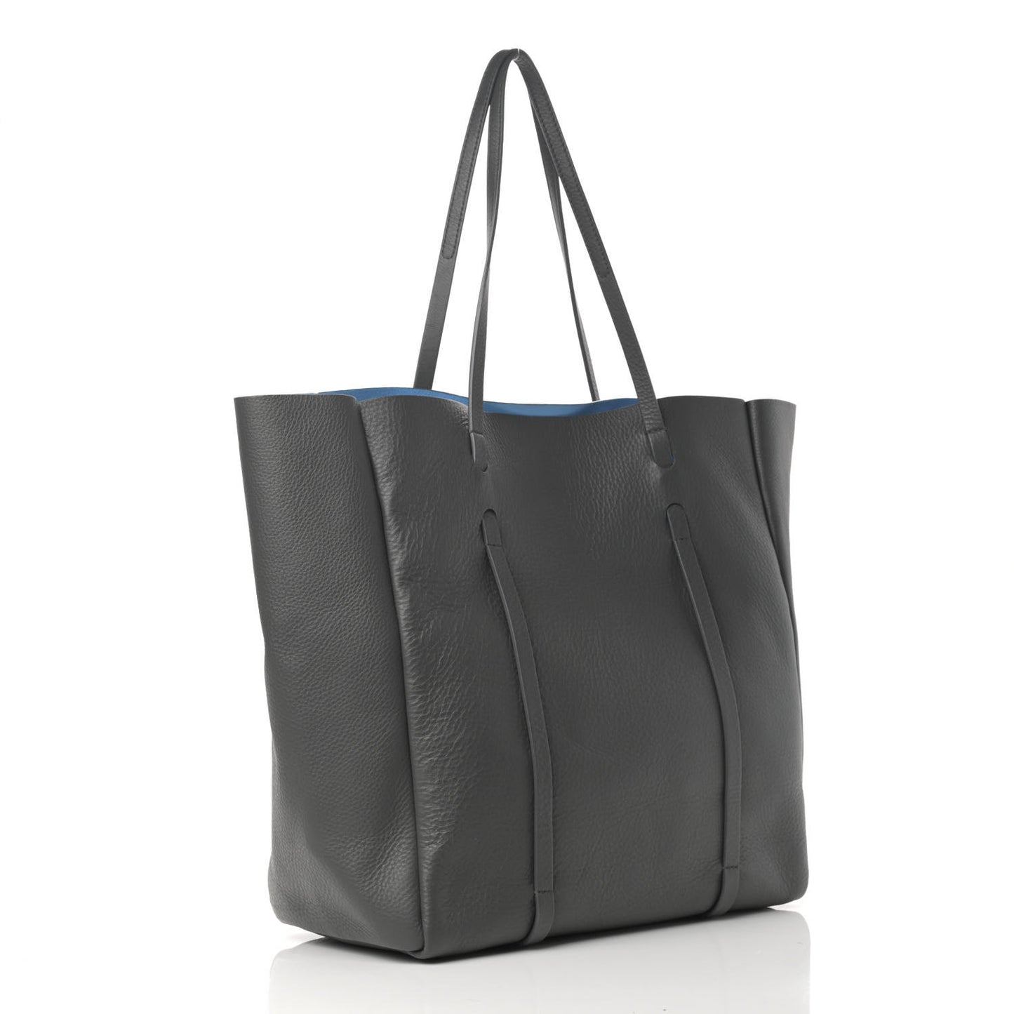 Veau Baltimore Double Sided Medium Everyday Tote Gris Fossile Bleu Turquoise