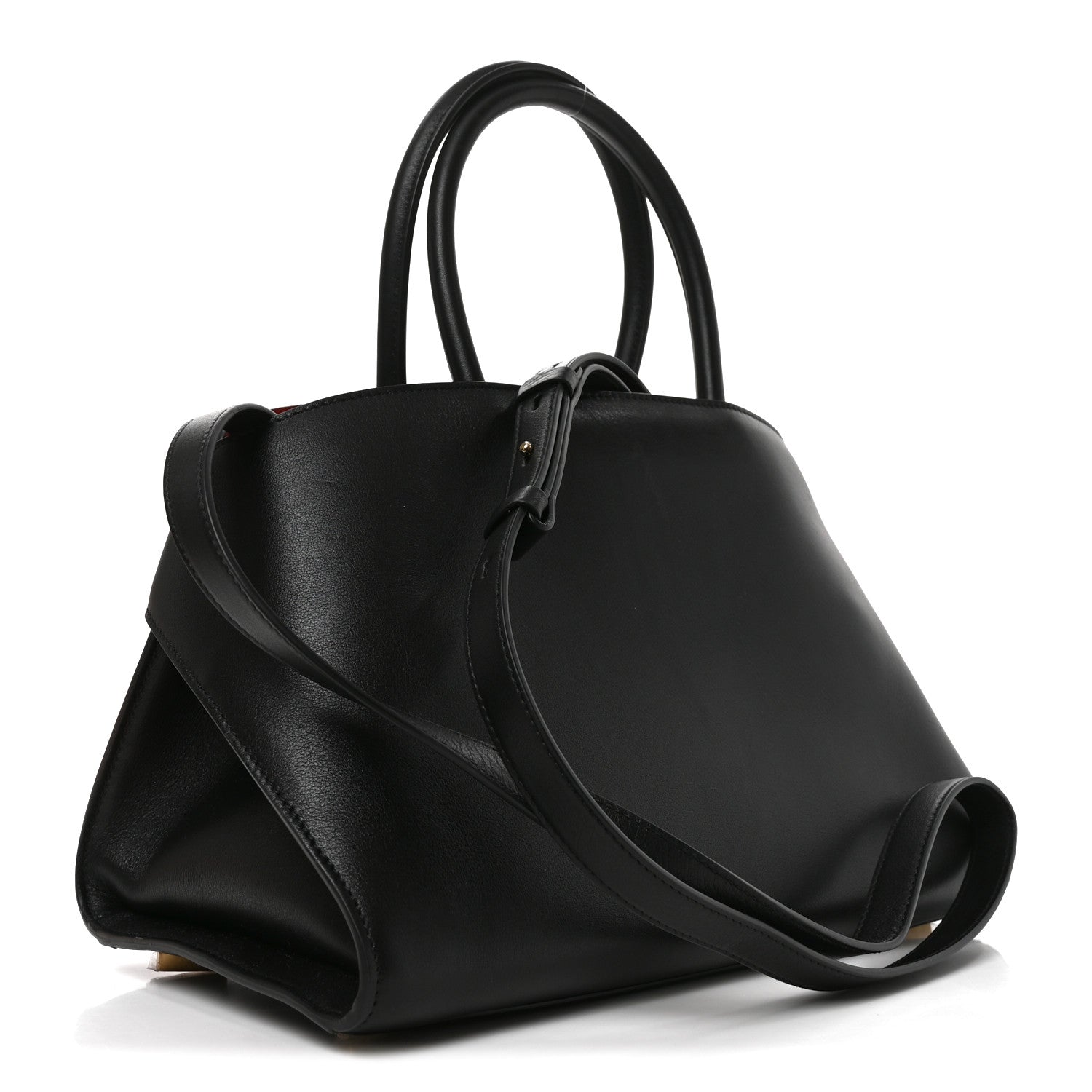 Salvatore Ferragamo Calfskin Small Hug Bag Black Flame Red 5 of 19