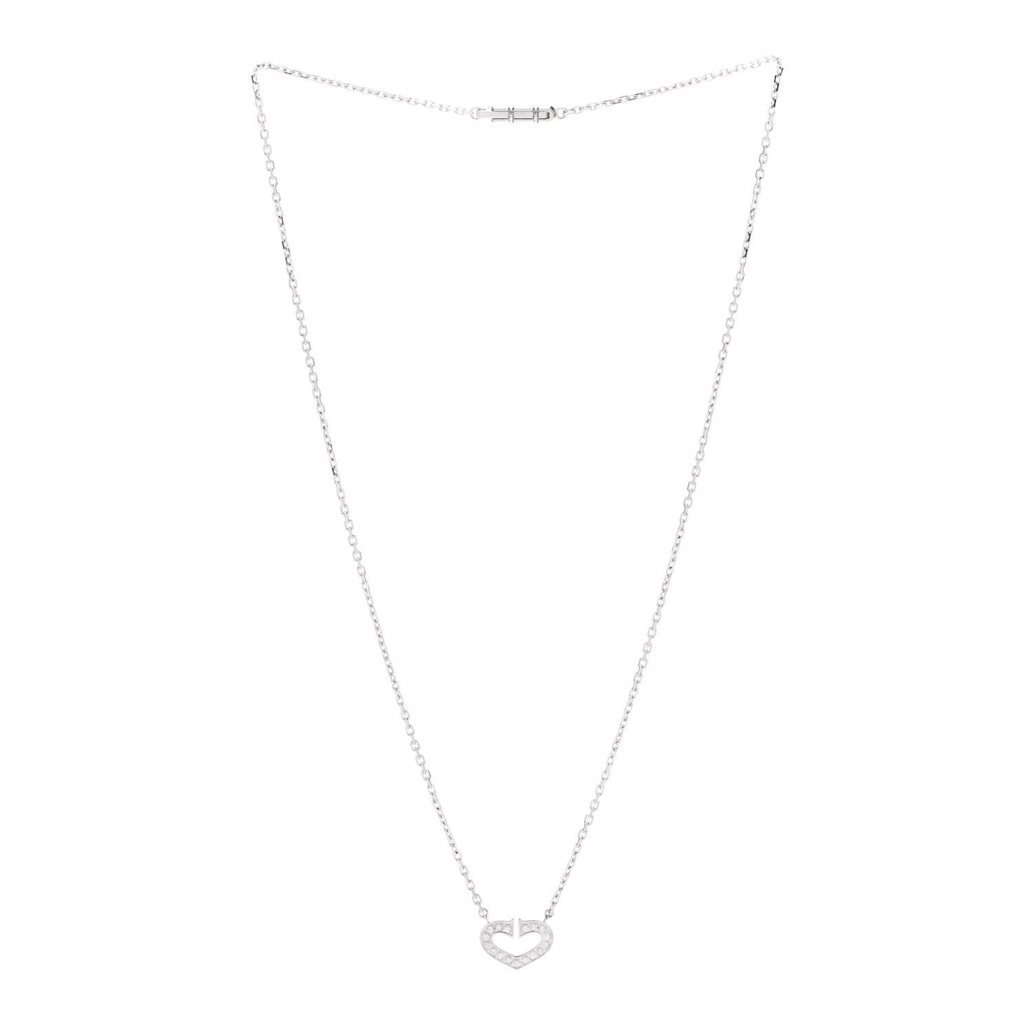 Cartier 18K White Gold Diamond Small Hearts and Symbols Pendant Necklace 3 of 5