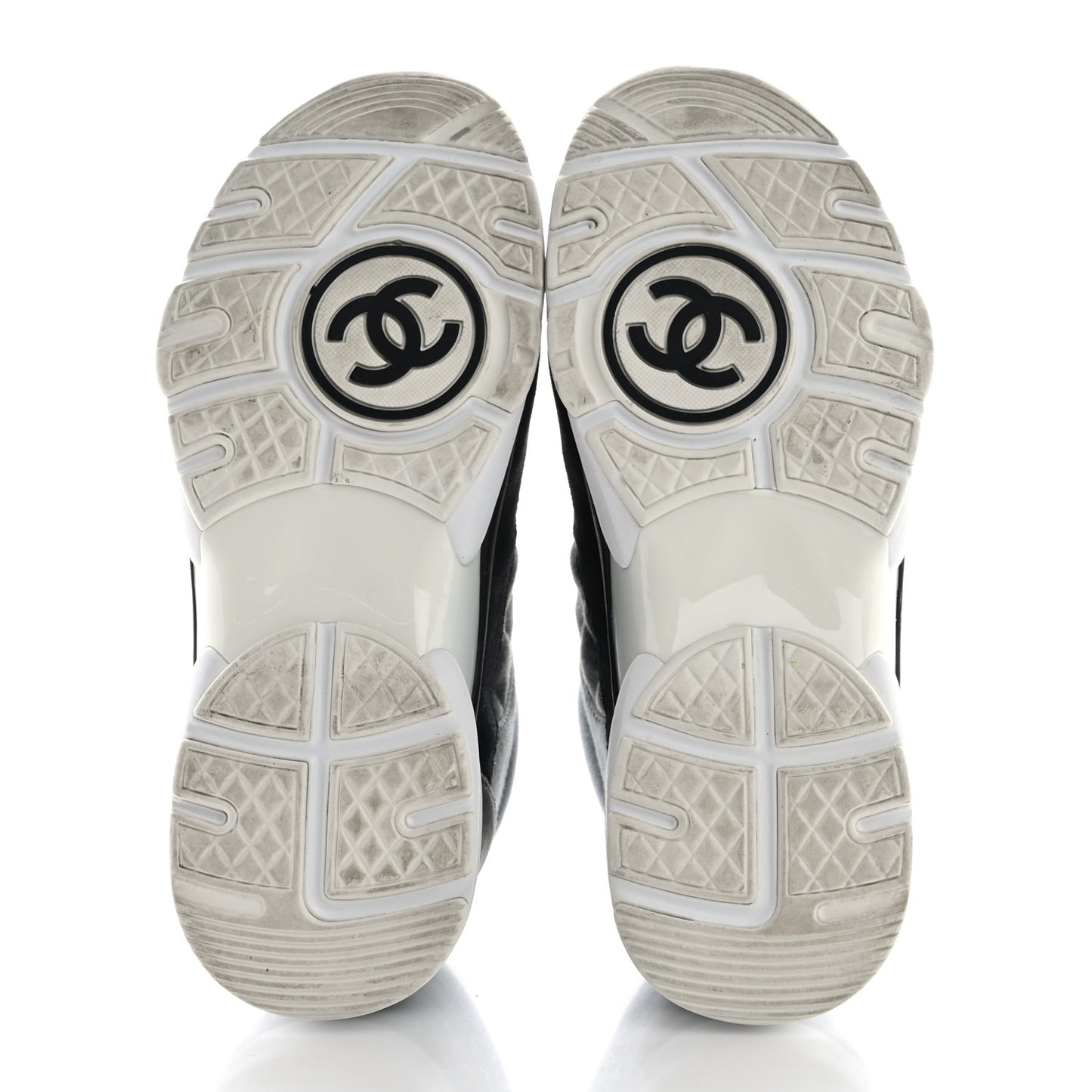 Fabric Suede Calfskin Quilted CC Sneakers 35 Dark Grey