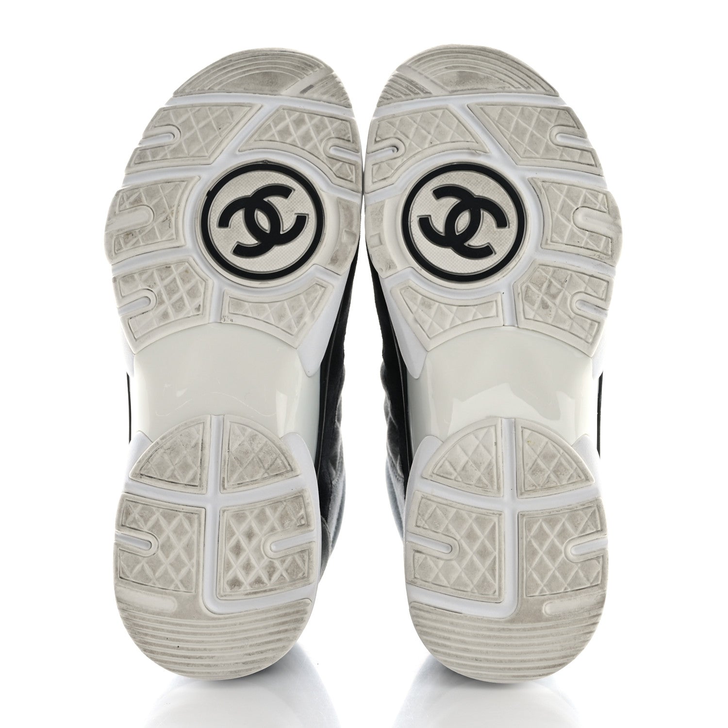 Chanel Fabric Suede Calfskin Quilted CC Sneakers 35 Dark Grey 6 of 11